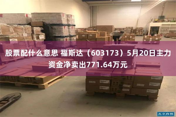 股票配什么意思 福斯达（603173）5月20日主力资金净卖出771.64万元