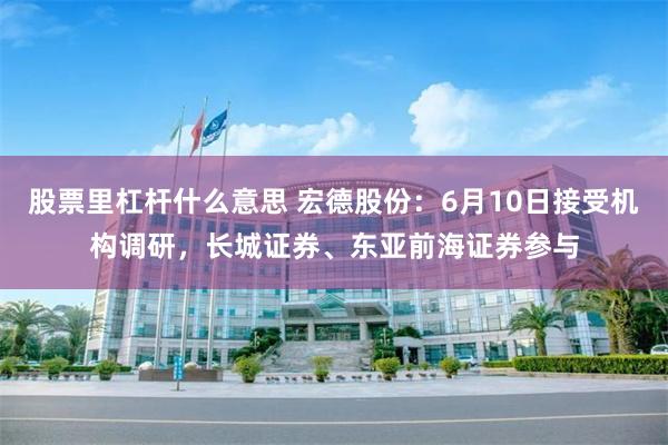 股票里杠杆什么意思 宏德股份：6月10日接受机构调研，长城证券、东亚前海证券参与