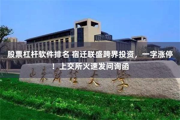股票杠杆软件排名 宿迁联盛跨界投资，一字涨停！上交所火速发问询函