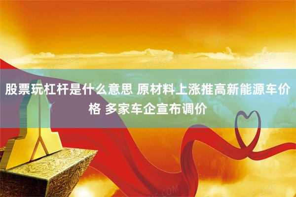 股票玩杠杆是什么意思 原材料上涨推高新能源车价格 多家车企宣布调价