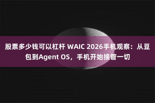 股票多少钱可以杠杆 WAIC 2026手机观察：从豆包到Agent OS，手机开始接管一切