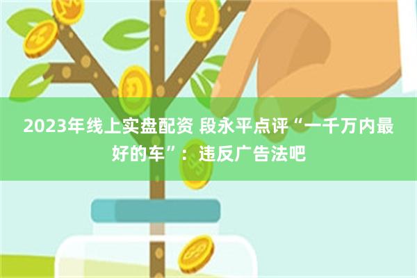 2023年线上实盘配资 段永平点评“一千万内最好的车”：违反广告法吧