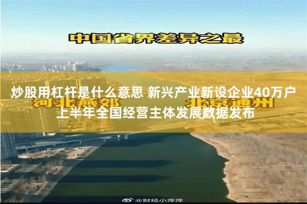 炒股用杠杆是什么意思 新兴产业新设企业40万户 上半年全国经营主体发展数据发布